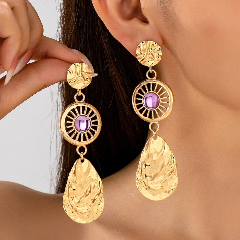 Women Accessories Sale - Recessed Sun Wrinkled Water Droplet Stud