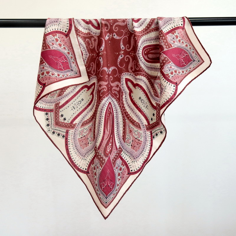 Women'S Red Accessories - Red Paisley Print Scarf 65CM Square