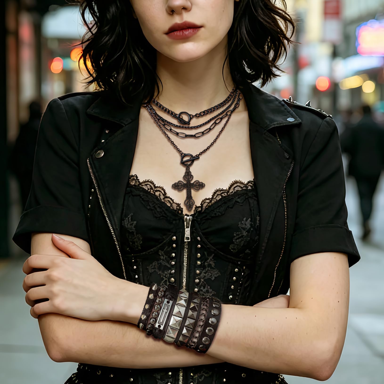 Gothic Cross Pendant Layered N - Women'S Emo Accessories review and price